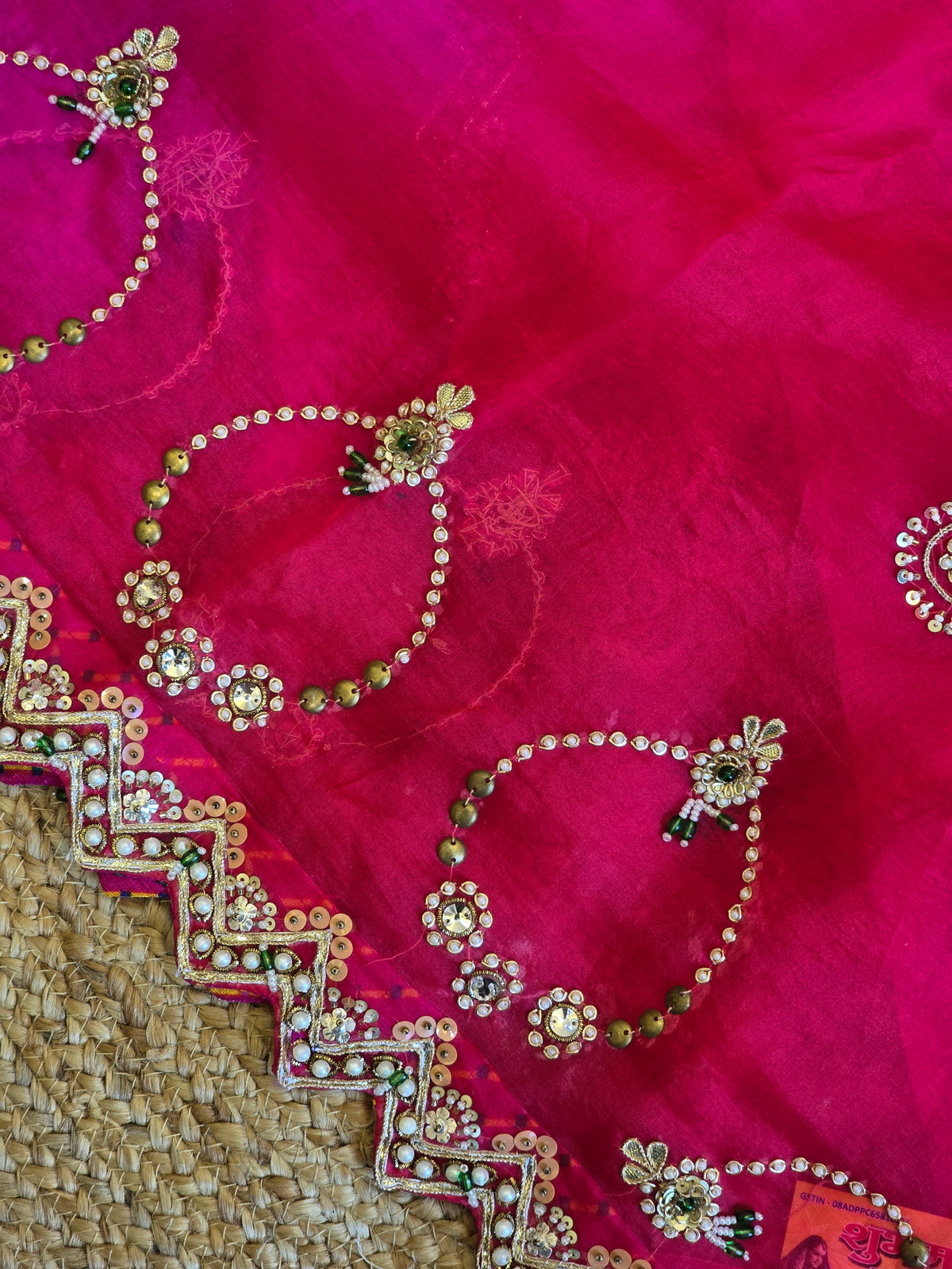 Pure Kora Silk Jewellery Work Saree