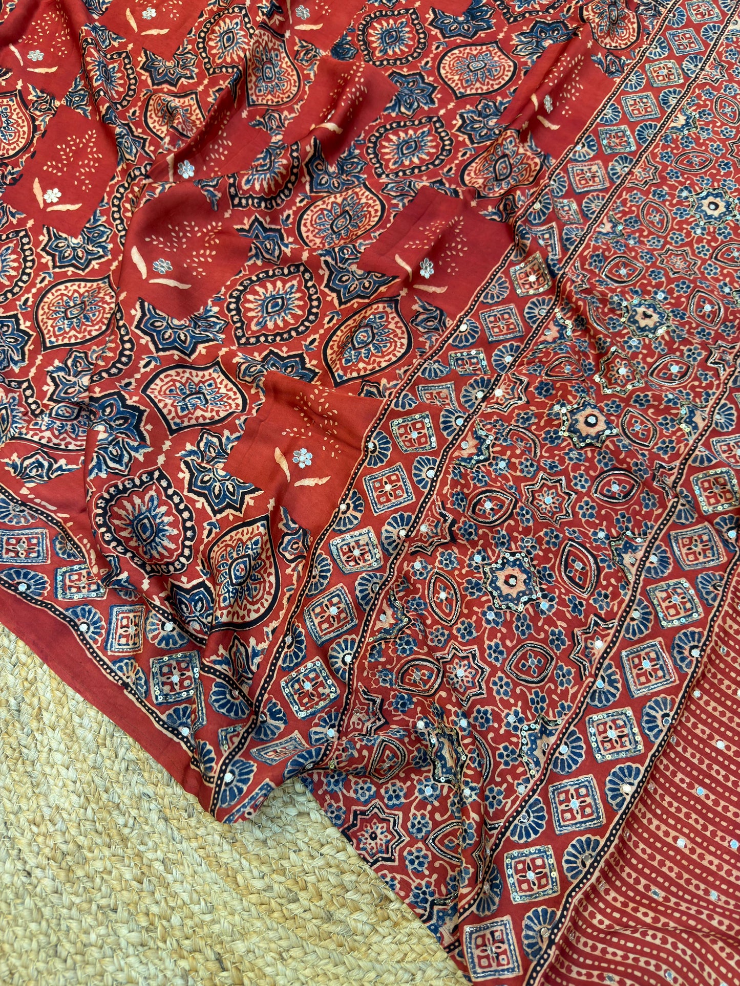 Pure Ajarakh With Heavy Blouse