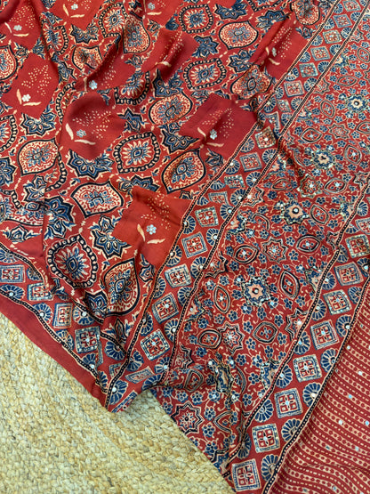 Pure Ajarakh With Heavy Blouse
