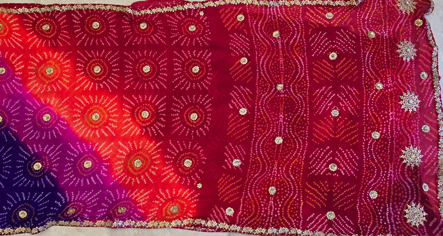 Multicolor Bandhani Saree