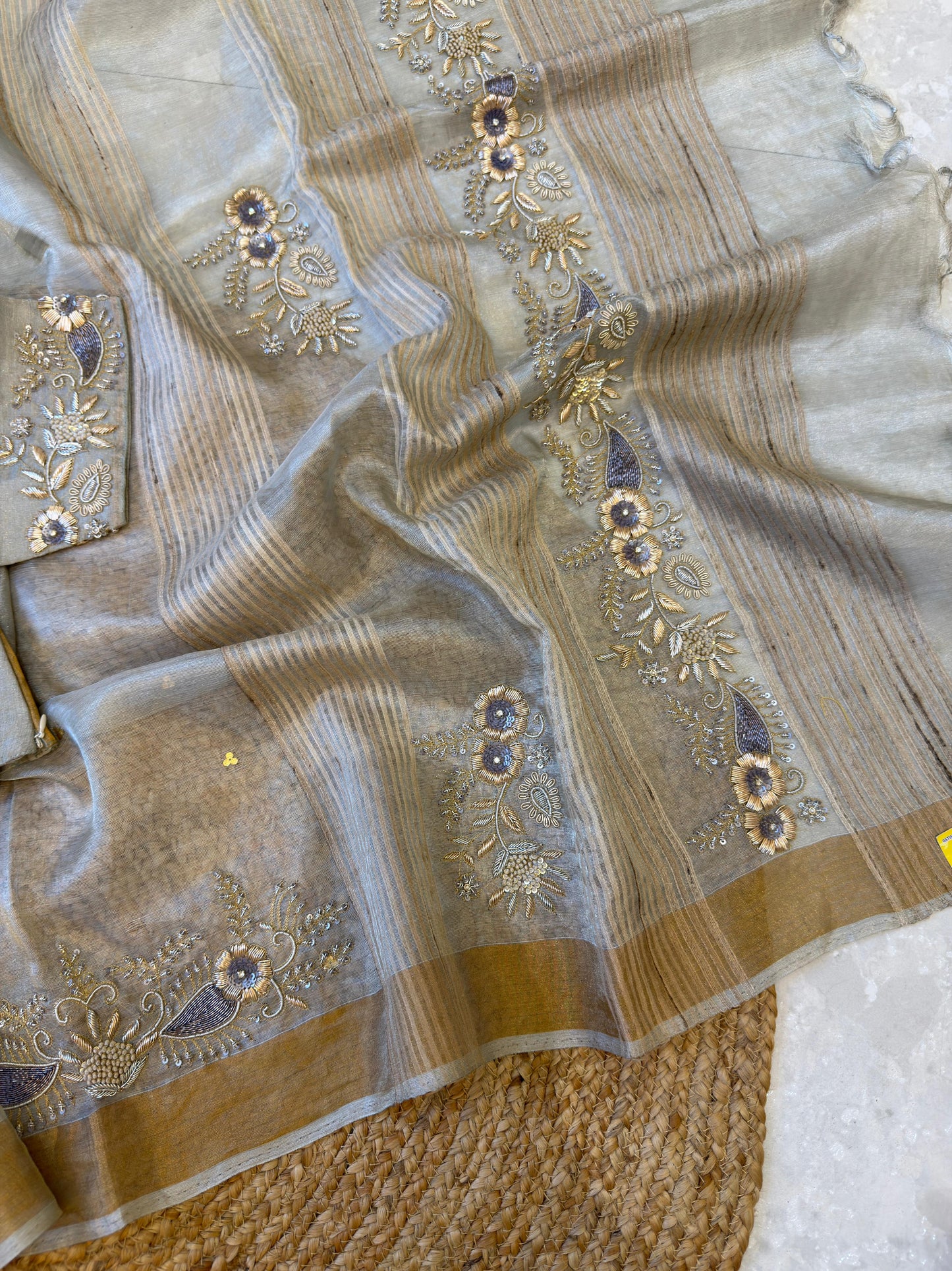 Pure Tissue Heavy Blouse Saree