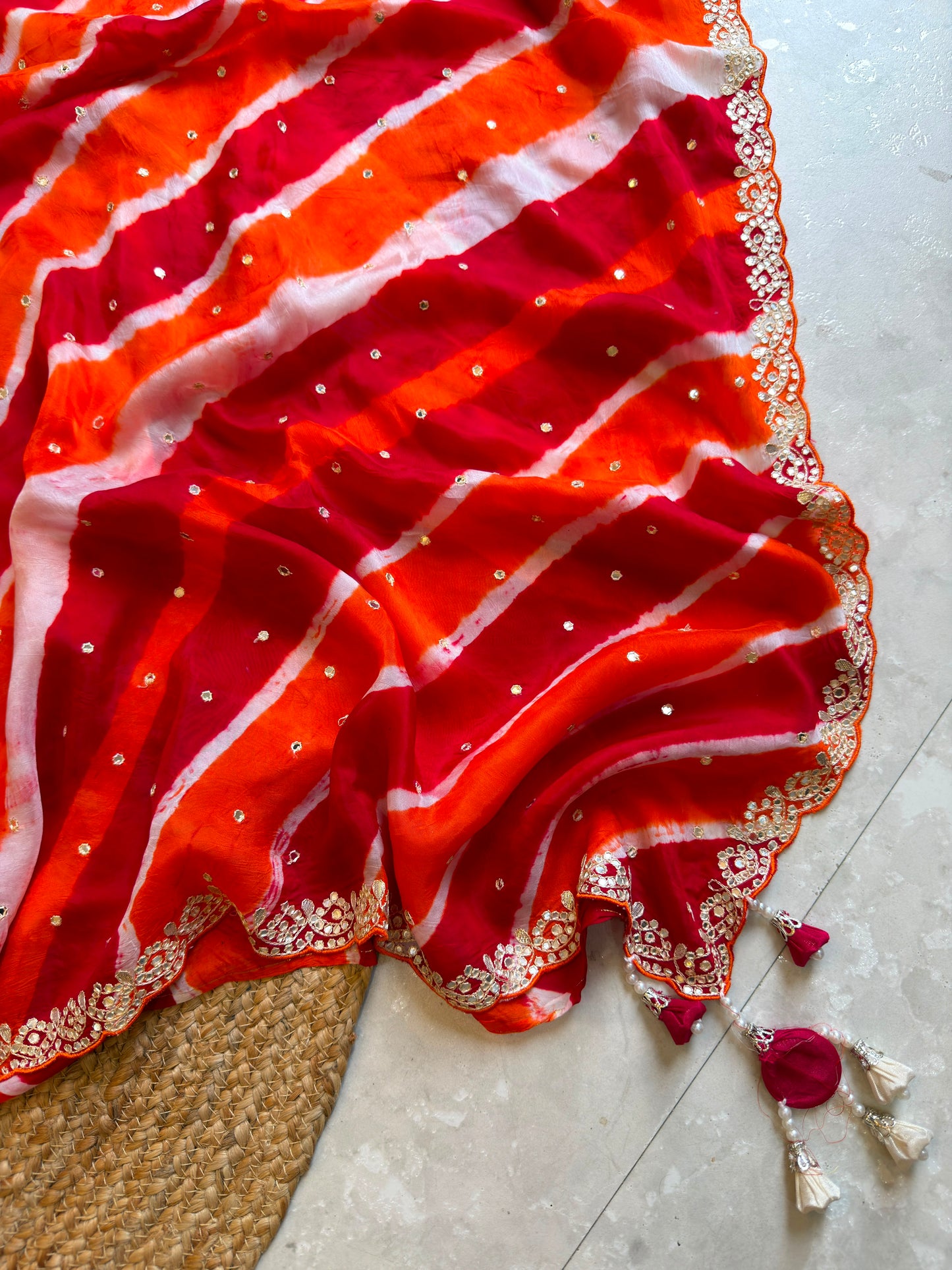 Lehriya Saree With Heavy Blouse
