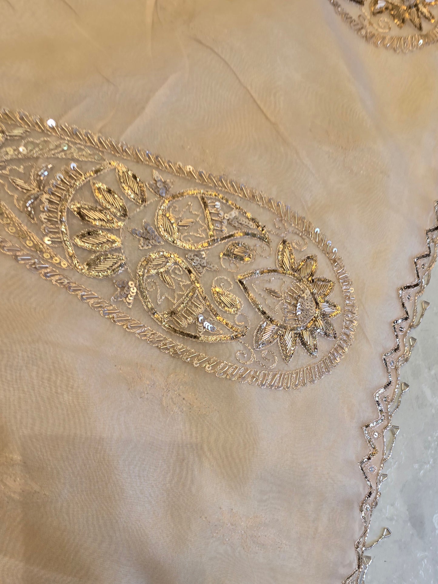 Organza Vintage Hand Work Saree
