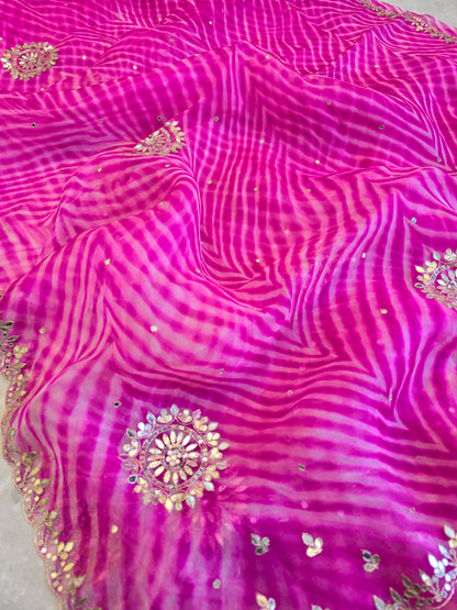 Pure Kora Silk Lehriya Saree