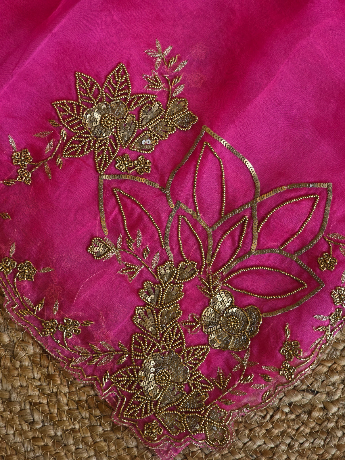 Pure Kora Entique Work Saree