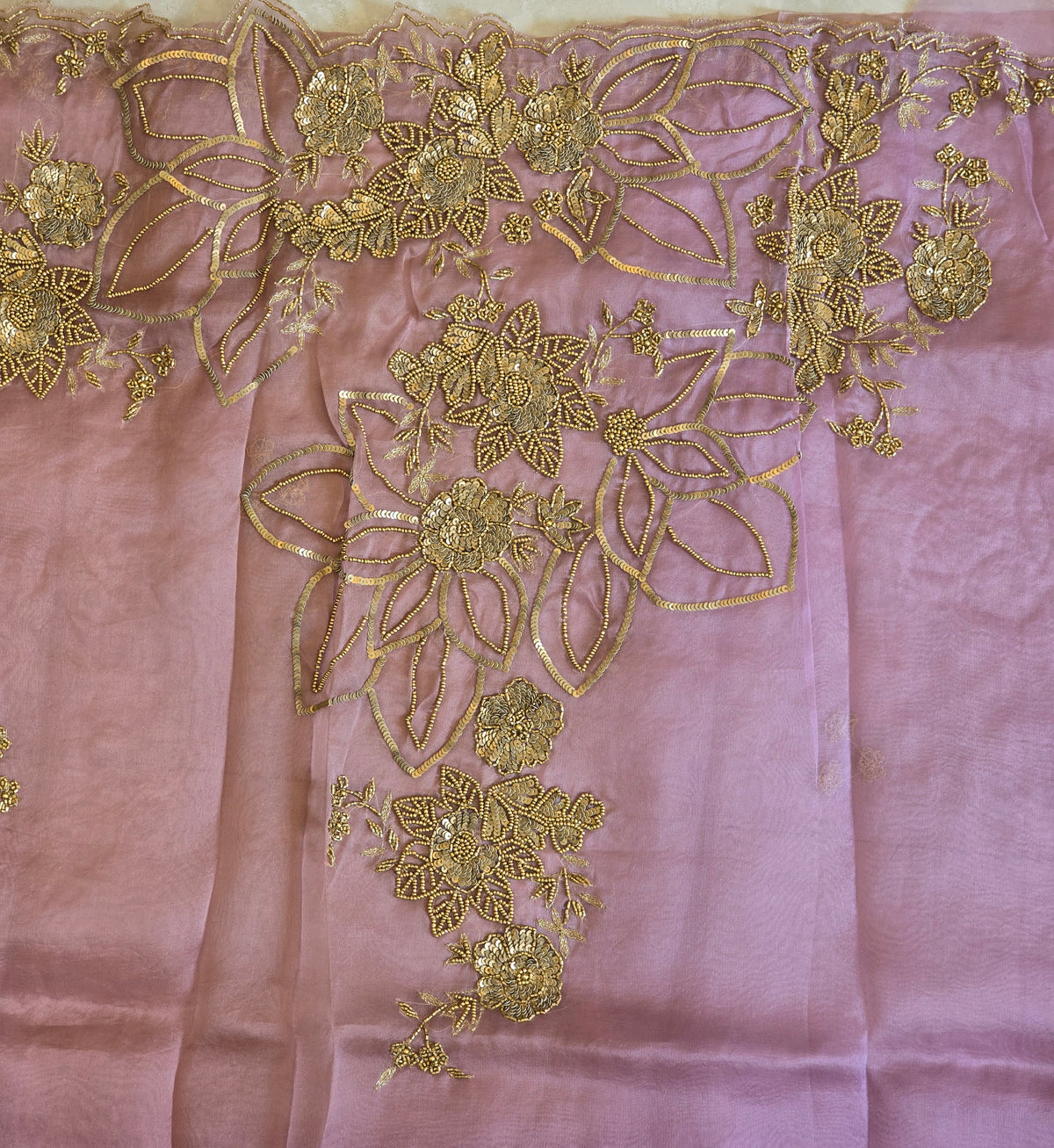 Pure Kora Entique Work Saree