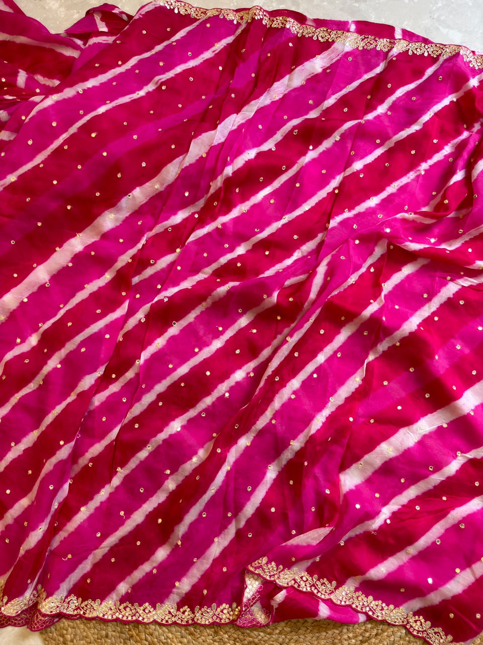 Lehriya Saree With Heavy Blouse