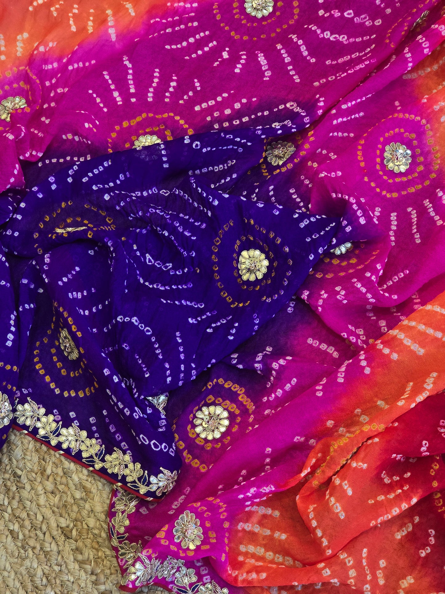 Multicolor Bandhani Saree
