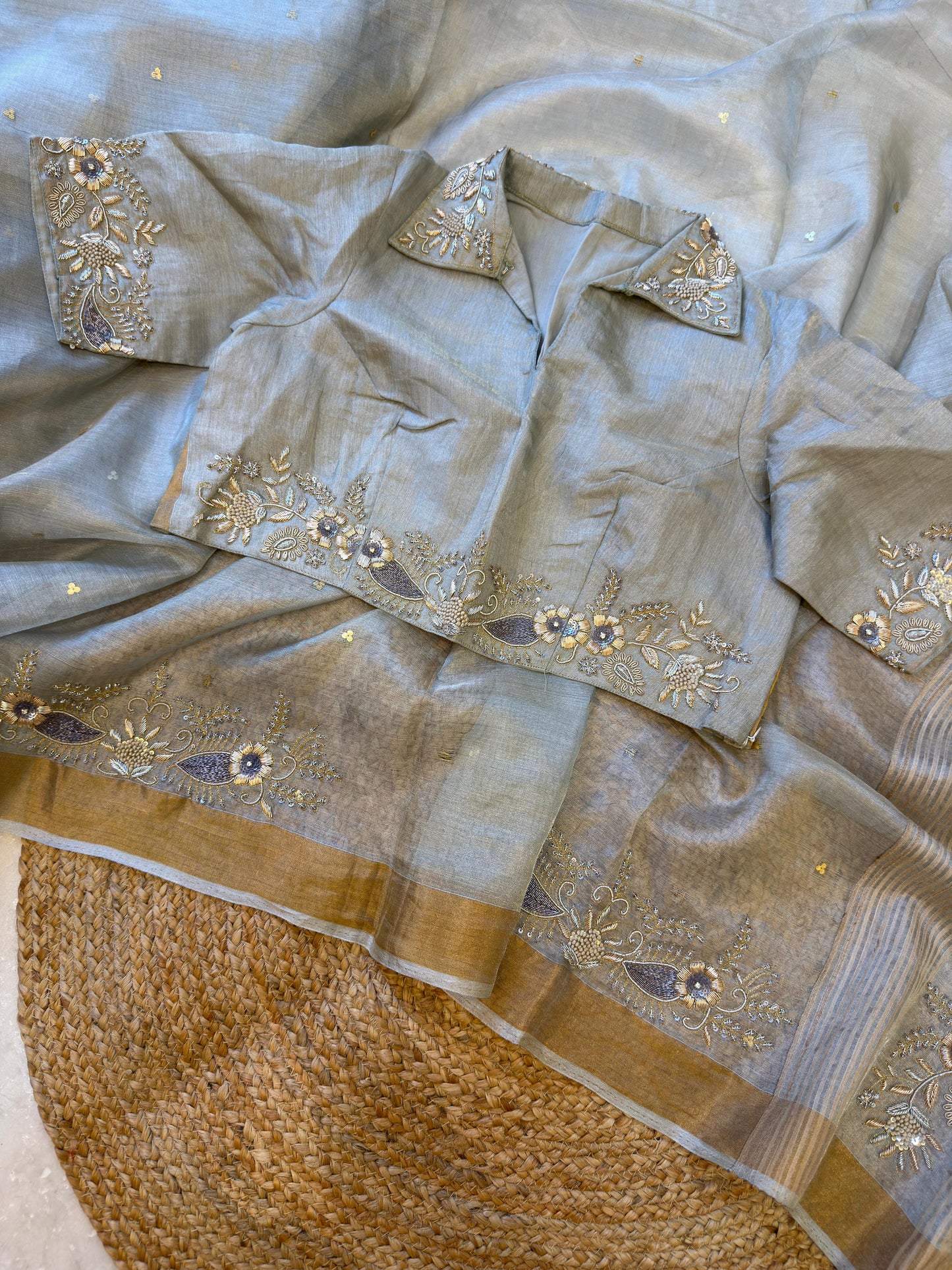 Pure Tissue Heavy Blouse Saree
