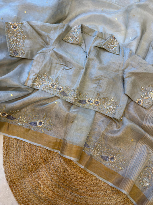 Pure Tissue Heavy Blouse Saree
