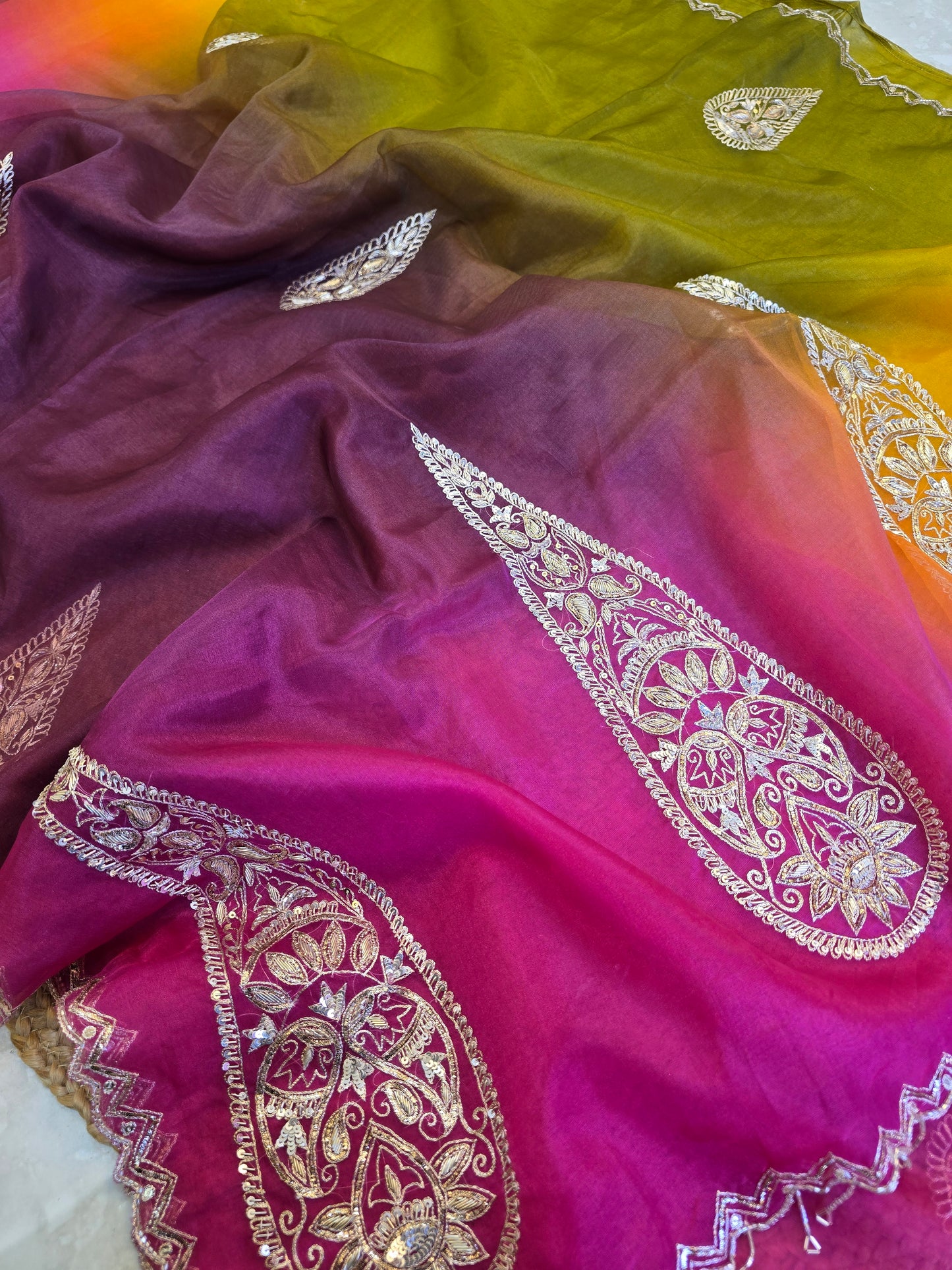 Organza Vintage Hand Work Saree