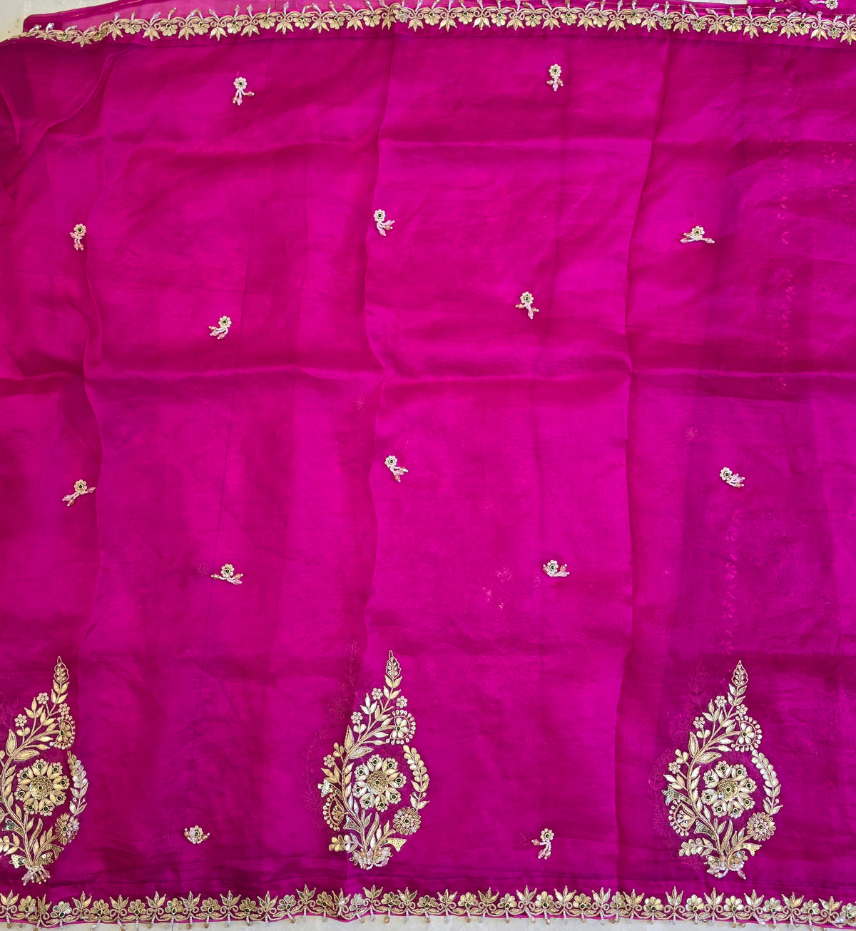 Pure Kora Silk Jewellery Work Saree