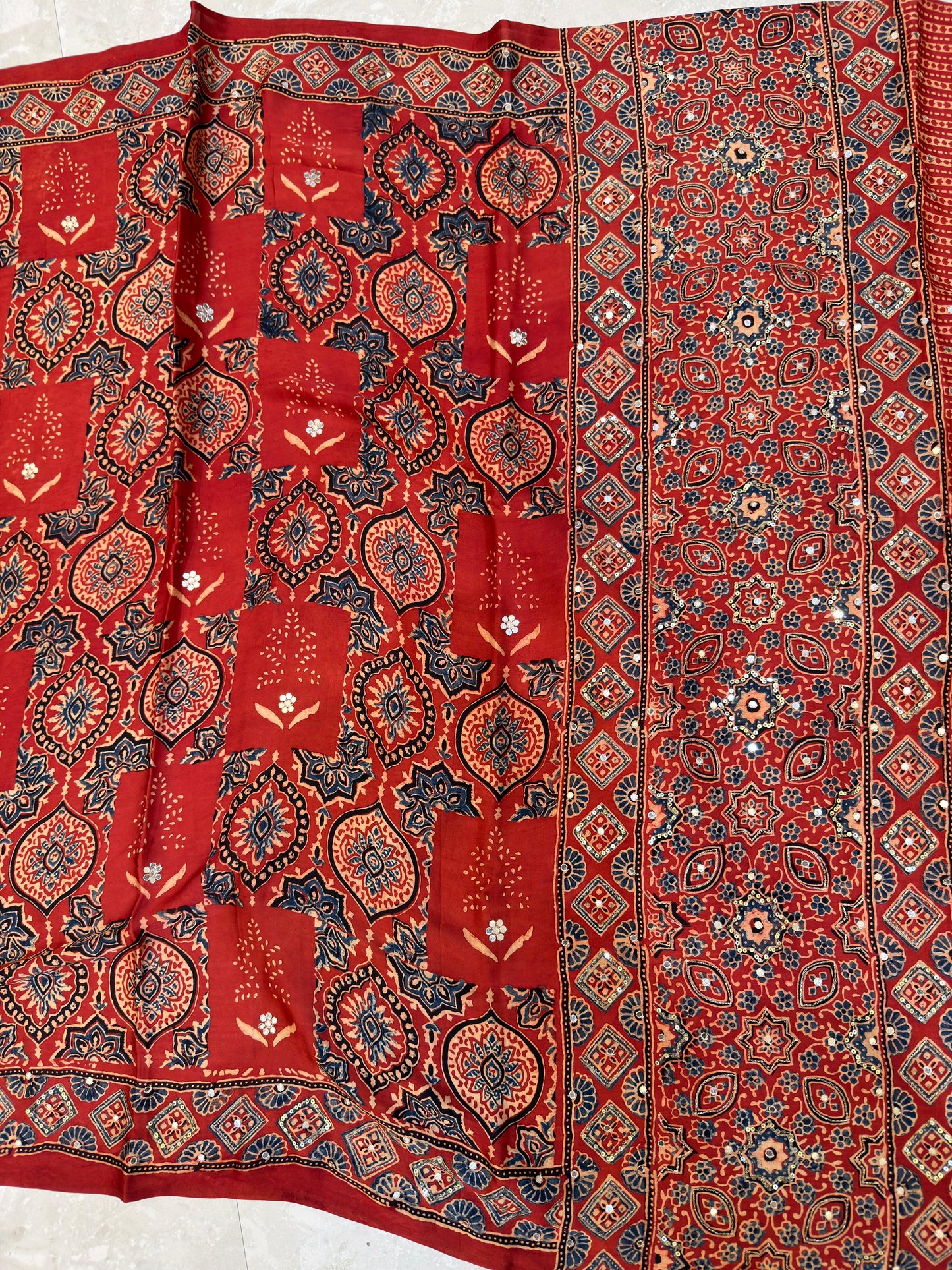 Pure Ajarakh With Heavy Blouse